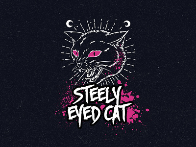 Steely Eyed Cat Pop Punk Logo badge branding cat creative design grunge identity illustration logo logo design music pop punk punk rock typography