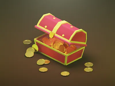 Treasure 3d beginner blender blender3d chest coin design graphic design illustration treasure