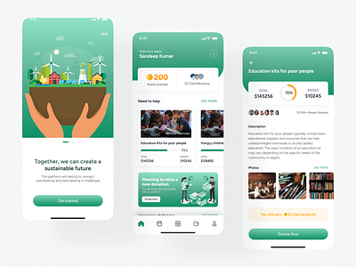Karma App - Gamifying Social Impact ui uidesign uiui uiux user experience design user interface design ux uxui uxux