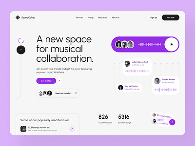 SoundCollab Landing Page Concept: Collaboration At Its Best! design gradient landing page music sound ui uidesign uiux