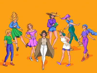 Characters Set body character fashion female girl human illustration pose