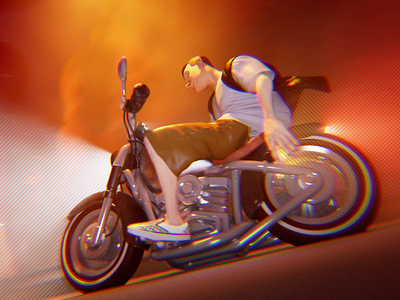 wanna ride my bike 3d animation bike c4d cartoon character character design cinematic cloth design graphic design motion motion graphics octane redshift shading simulation