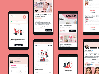 Points and Rewards for Skincare Community app beauty clean cosmetic gamification girl makeup minimalist pink points pointsandrewards rewards simple skin skincare skincarecommunity ui user experience user interface ux