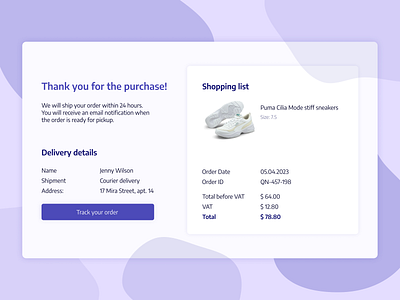 Email Receipt buy dailyui dailyui017 design email email receipt order purchase receipt shoes shop shoping sneakers sport ui