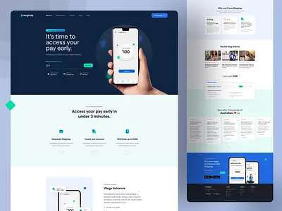Wagetap - Pay on Demand Application Website banking clean compass creative dashboard dashboard management finance investment investment platform minimal minimalist payment property listing resident management tenant management uiux web applications website