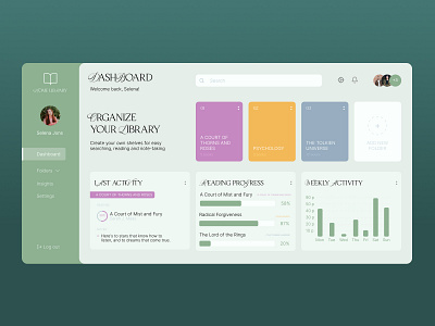 Home Library Dashboard app bookshelf chart dashboard design interface library minimalist organization product reading startup statistics ui ux uxui web web design