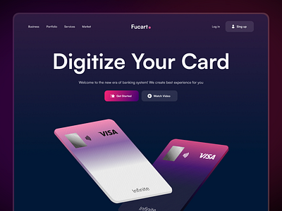 Fucart - Fintech bank card credit card digital finances fintech landing page mobile banking modern money ui ui ux ui design website design