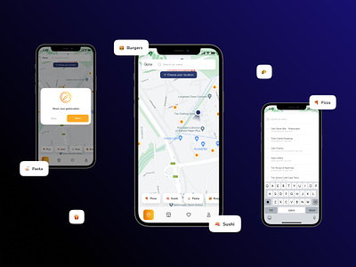 Qpay app application deliveryapp interface iphone location map mobile productdesign uxui