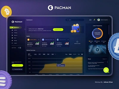 PACMAN | Cryptocurrency Platform Dashboard analytic binance bitcoinmining cryptotrading bitcoins business blockchain business coin crypto crypto currency crypto wallet cryptotrading dasboard ethereum nft exchange finance nft trading wallet web web application