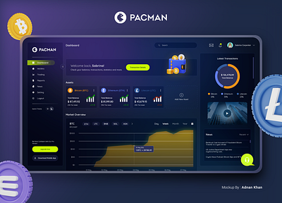 PACMAN | Cryptocurrency Platform Dashboard analytic binance bitcoinmining cryptotrading bitcoins business blockchain business coin crypto crypto currency crypto wallet cryptotrading dasboard ethereum nft exchange finance nft trading wallet web web application
