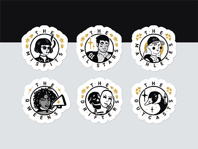 Team Stickers & Icons design dialexa high school icon illustration illustrator logo spirit week stereotype stickers