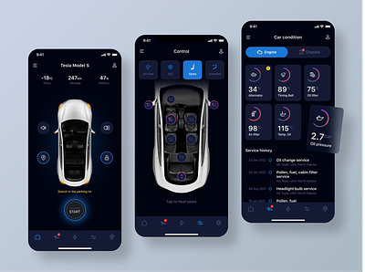 App for driving a car from a smartphone app design electrocar mobileapp ui ux
