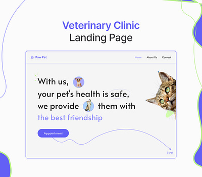 Veterinary Clinic Landing Page app branding brutalism design figma graphic design home page landing page ui veterinary clinic landing page website