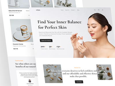 Misolo - Skincare Products Landing Page beauty cosmetic cosmetic website ecommerce landing page landing page design makeup makeup store shop skincare skincare shop skincare website store ui ui design uiux ux web design website woman