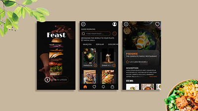 Feast Food App app branding design graphic design illustration typography ui ux visual design