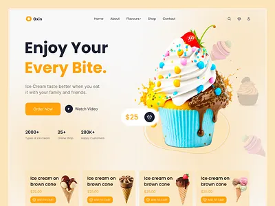 Ice Cream Website Landing Page clean cream ice cream landing page ice cream website