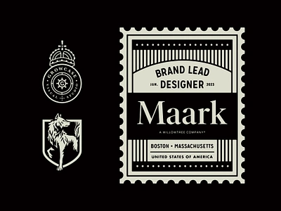 I have joined MAARK as Brand Lead agency badge boston massachusetts brand identity brand lead designer emir ayouni growcase illustration logo logo design logotype maark telus international willowtree wolf wolf pack