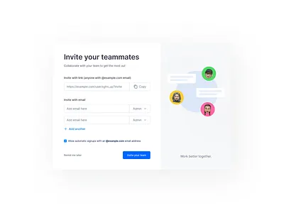Invite teammates collaborate collaboration copy email input invite invite link jointheteam modal newteammember sergushkin team teambuilding teamexpansion teamgrowth teaminvitation teammates teampartnership teamwork welcometotheteam