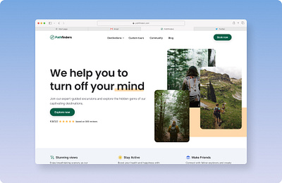 Pathfinders: Unleash Your Inner Explorer design graphic design hero langing page tour travel ui