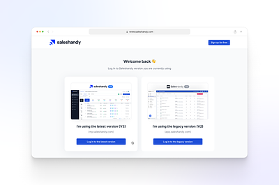 Login Page for new and legacy versions b2b legacy version login new version product design products saas ui ui ux design ux