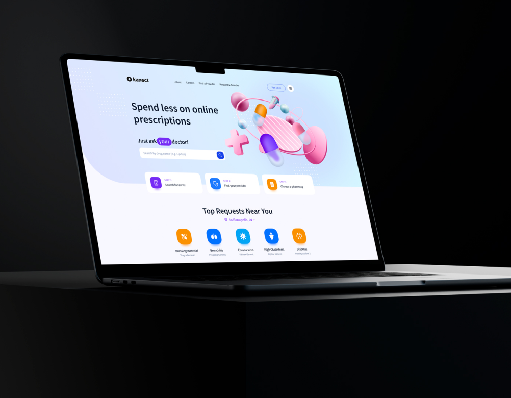 Kanect Medicines Prescriptions animation branding design illustration logo medicine pharmacy typography ui ux vector web