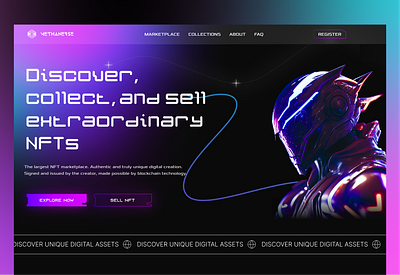 NFT Landing Page - METHANERSE blockchain crypto cryptoart cryptoexchange design digitalart figma landingpage marketplace methanerse modern nft ui ux webdesign