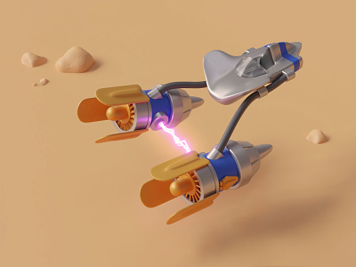 lil Anakin's podracer 3d blender render star wars