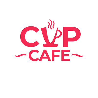 A cafe logo design adobe branding cafe logo coffee logo cup of coffee design graphic design illustrator logo pink colored text based typeface typography vector