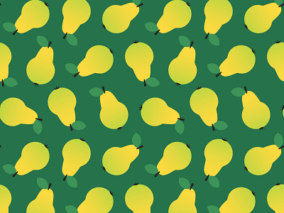 Pattern of pears 2d background endless exotic flat fruit green illustration nature organic pattern pear repeatable seamless summer tropical vector