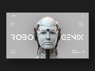 Robogenix-Startup landing page ai development future landing minimalism page robot startup ui ux web