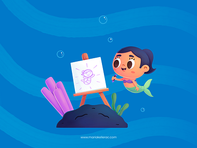 Mermaid book illustration cartoon character children cute drawing easel kawaii kidlitart kids mermaid mexico ocean procreate sirena sirène sketch マーメイド 인어