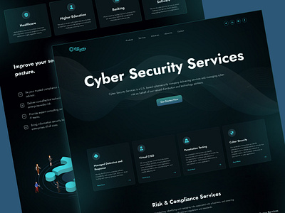 Cyber Security Services​​​​​​​ Landing Page blockchain blockchain landing page branding cryptocurrency cyber security hacker cybersecurity cybersecurity security cybersecurity website dark landing page metaverse network security product website saas design security patch security web social security ui design vpn website security
