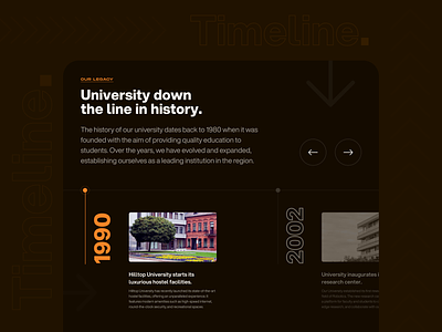 University Timeline college design experience figma graphic design history illustration minimal orange school section timeline ui university user ux