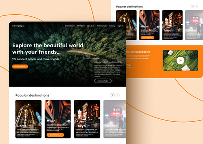 Travel company Homepage | DailyUI003 amirasadi app appdesign design figma homepage orange travel trip ui uidesign ux webdesign website
