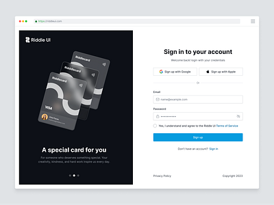 Riddle UI Web Design system (v1.0) dashboard design design system figma figma design product design riddle riddle ui sign up ui ui design ui kit ux web web design
