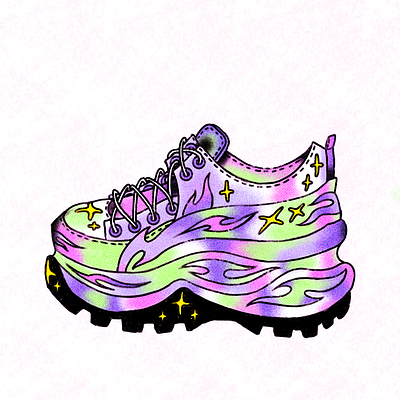 Platform sneaker illustration 90s buffalo shoes illustration platform shoes procreate shoe illustration