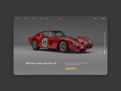 Bid for your special car auction branding car design digital graphic design illustration interface minimal photography serif type ui ux vector webdesign website