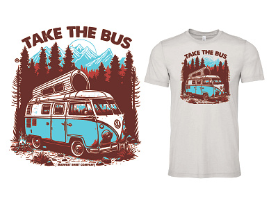Take the Bus design hippie hippie fest illustration indiana t shirts tee vector vw van