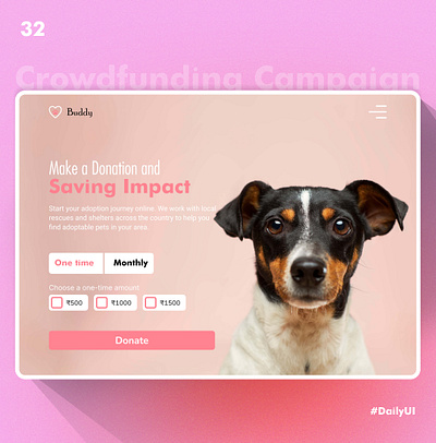 Crowdfunding Campaign UI 100dayuichallenge branding crowdfundingcampaign dailyui day32 design dog donation donation figma graphic design illustration logo ui vector