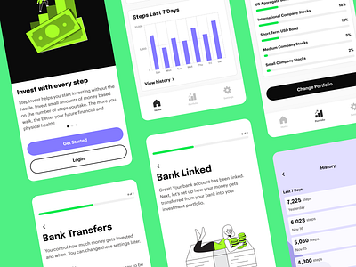 Micro-investing Fitness App Concept - StepInvest fintech fitness investing mobile mobile app ui uidesign uiux ux