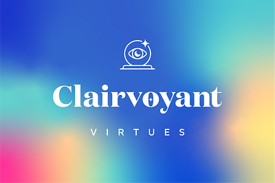 Clairvoyant Virtues branding crystal ball design gradients graphic design logo magic mystic star typography
