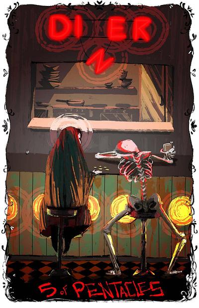 Tarot: Pentacles apocalypse dark design gritty illustration post apocalyptic postapo