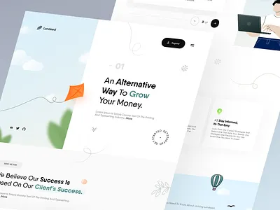 Landeed - Investment Website blog design desktop faq financial fintech footer hero illustration investment investor landing minimal minimalism trend ui web web design website