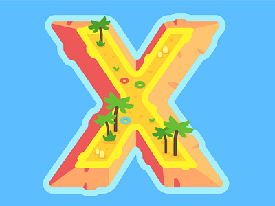 36 Days Of Type | X 36daysoftype affinity designer beach beach vibes flat illustration island isometric landscape letter x palm tree sand vector x