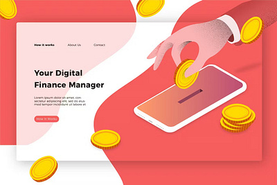 Digital Finance Manager - Banner & Landing Page app banner branding dailyui flat graphic design illustration interface ios landing page landing page template photoshop ui ui design uiux ux web web design webdesign website