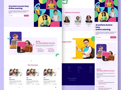 Online Education Website app design e learning education graphic design learning minimal online education responsive ui uiux website design