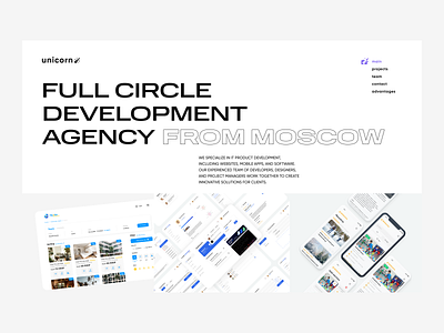 unicorn - concept landing for dev agency concept design logo ui ux web