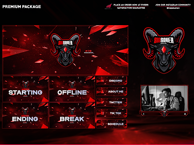 goat in red twitch overlay! branding design graphic design illustration layout logo streaming twitch twitch overlay ui vector