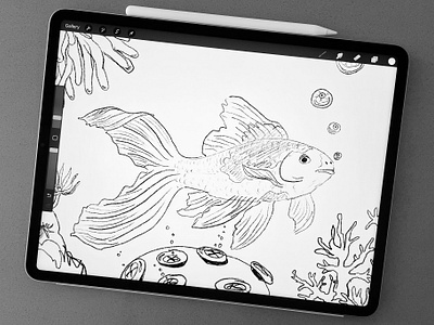 Koi Character Design Sketch character character design character illustration character sketch fish gold fish illustration koi koi fish ocean ocean live sketch under water