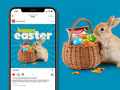 Easter Social Media Design for Chips Brand bunny design food graphic design snack social media design